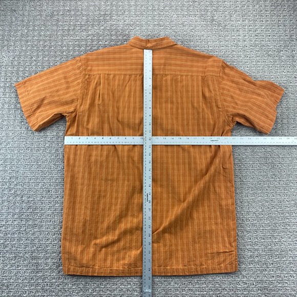 Columbia Shirt Men Large L Orange Striped Button Up Casual Outdoor 100% Cotton - Picture 6 of 9